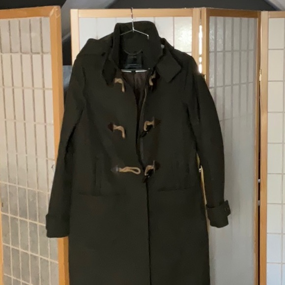 Army green, melton wool, 3/4 length toggle pea coat.  J Crew, xs, - Picture 1 of 5